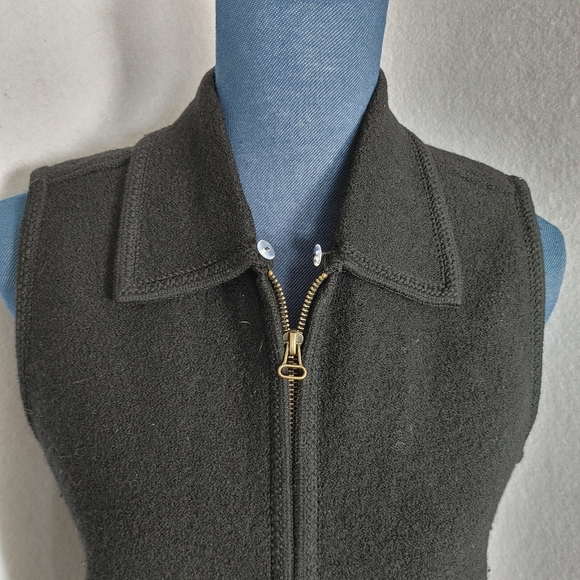 Vintage Black Tally Ho Wool Vest Faux Fur Removable Collar - Picture 7 of 7